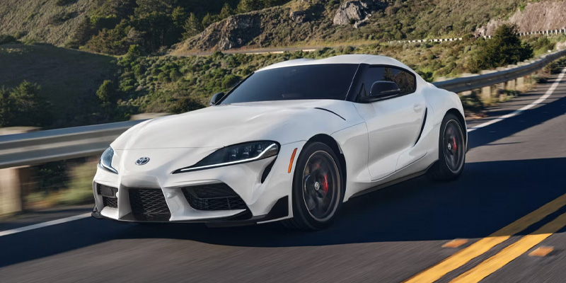 A 2025 Toyota GR Supra cruising down the highways in Akron, OH