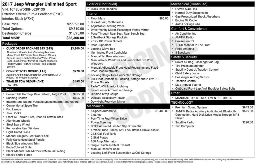 2017 Jeep Wrangler Unlimited Sport