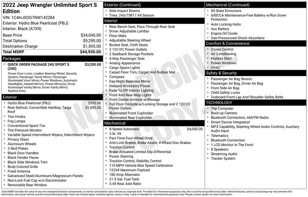 2022 Jeep Wrangler Unlimited Sport S