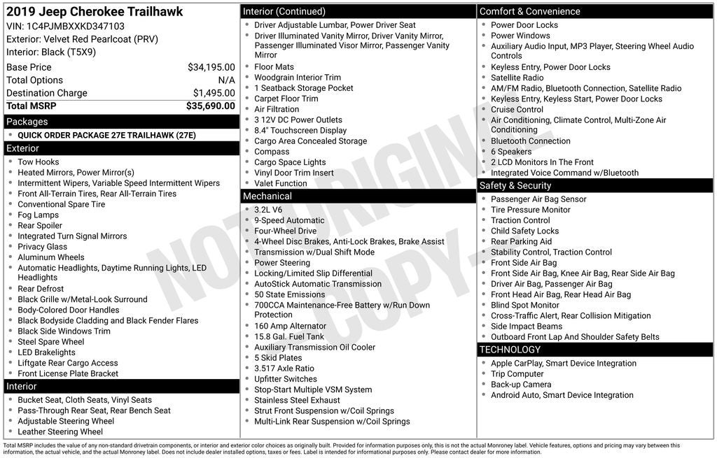 2019 Jeep Cherokee Trailhawk