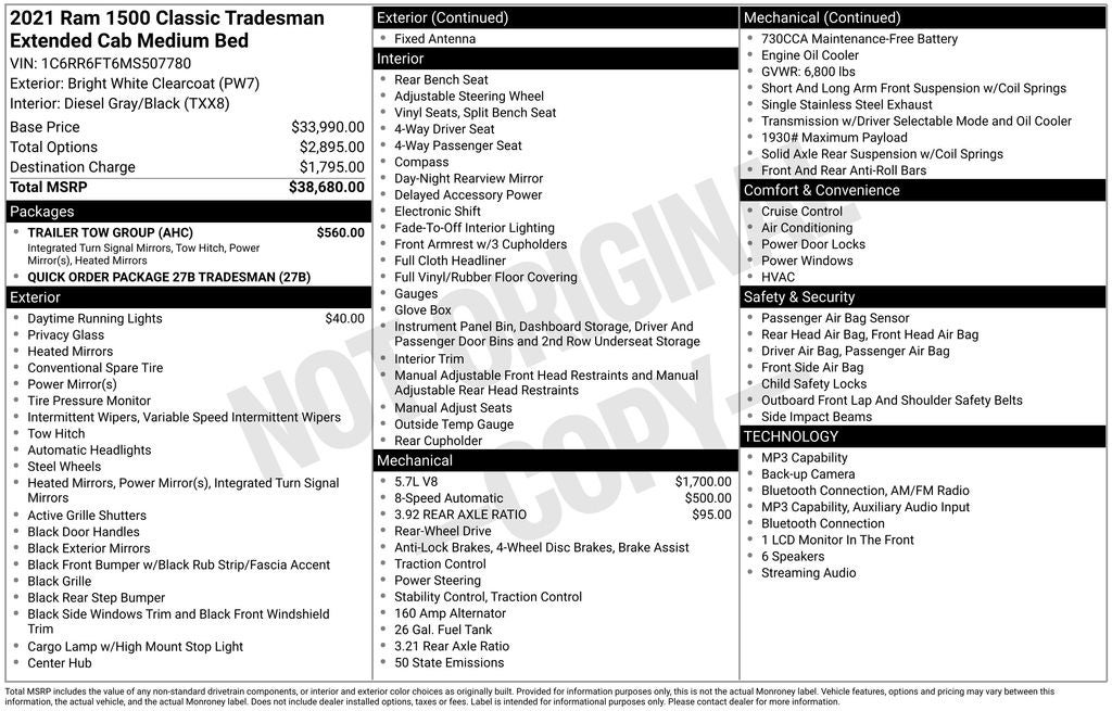 2021 RAM 1500 Classic Tradesman