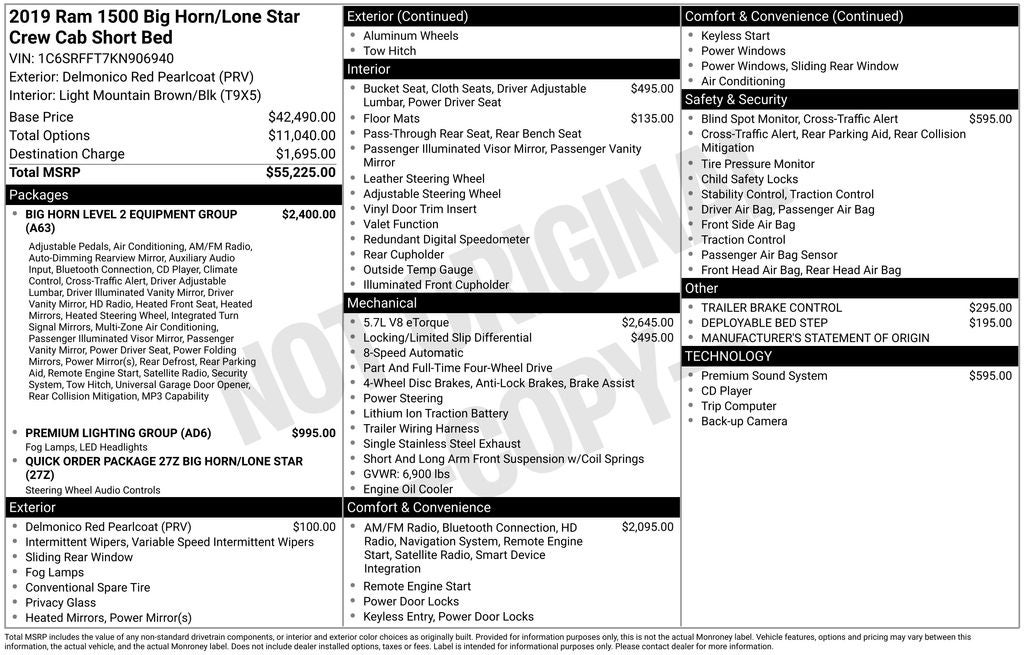2019 RAM 1500 Big Horn/Lone Star