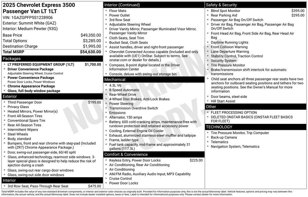 2025 Chevrolet Express 3500 LT Passenger