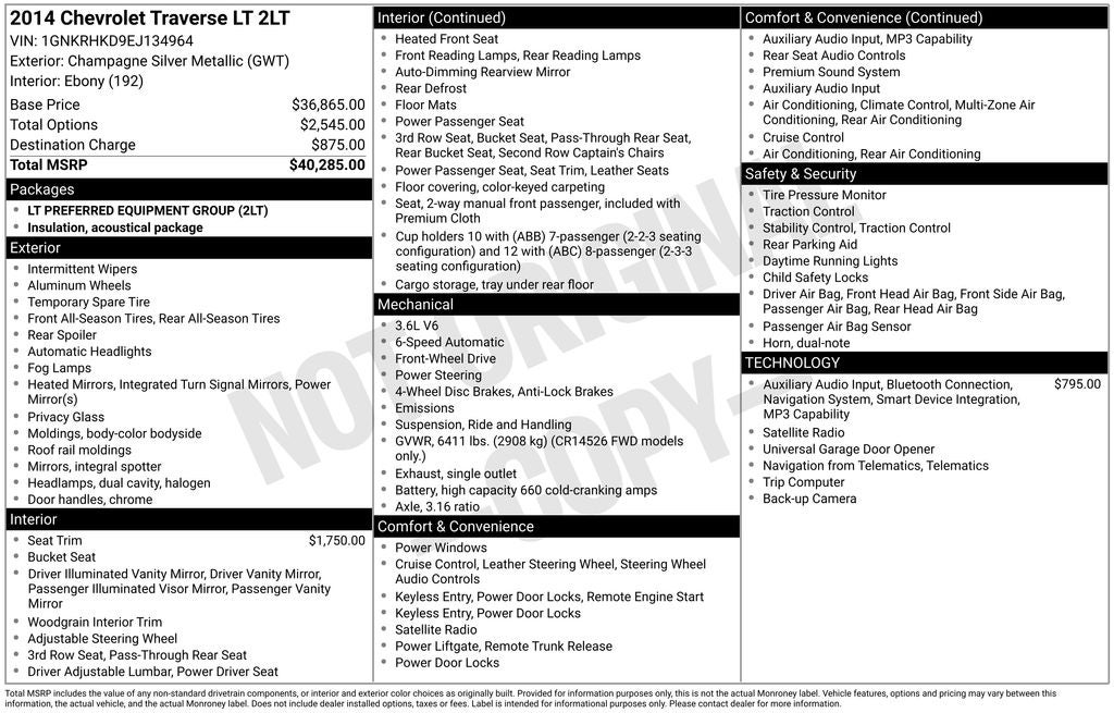 2014 Chevrolet Traverse 2LT 2LT
