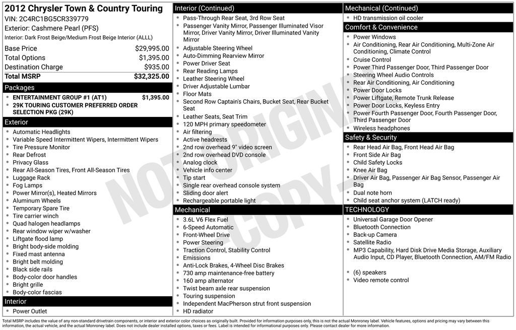 2012 Chrysler Town & Country Touring