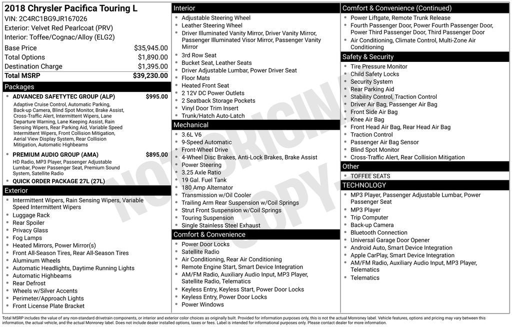 2018 Chrysler Pacifica Touring L