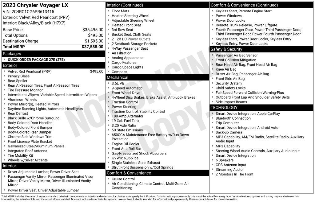2023 Chrysler Voyager LX