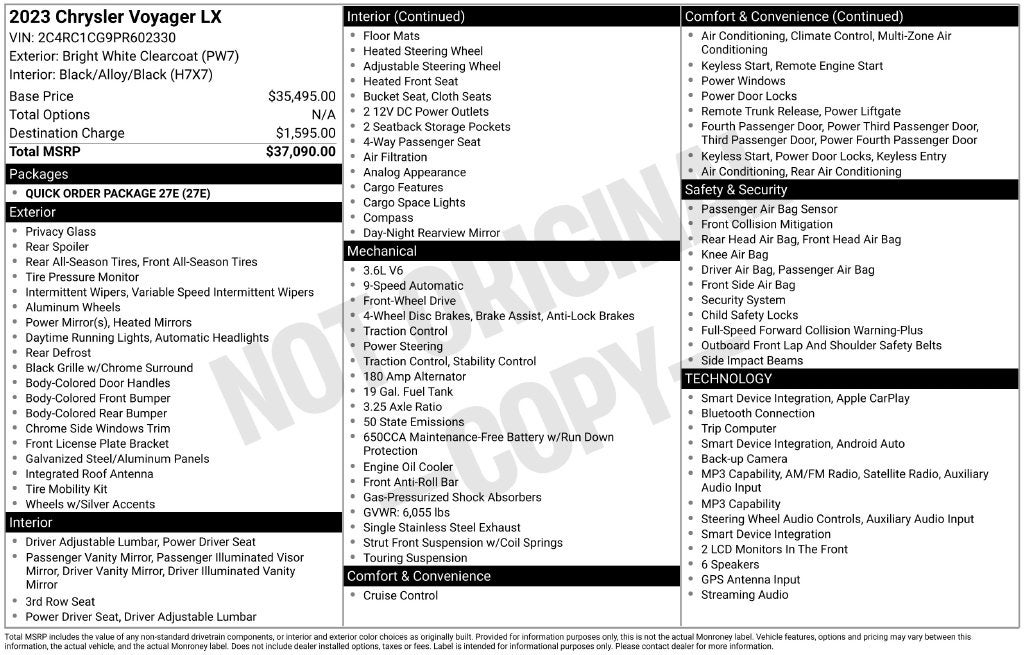 2023 Chrysler Voyager LX