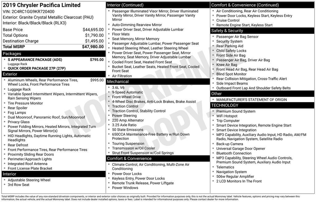 2019 Chrysler Pacifica Limited