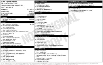 2011 Toyota Matrix Base