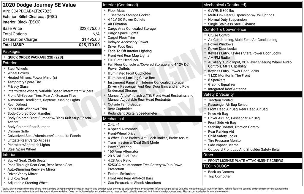 2020 Dodge Journey SE