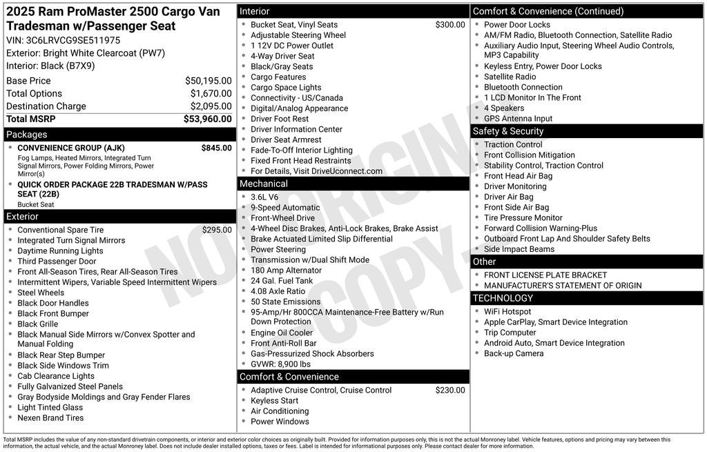 2025 RAM ProMaster 2500 High Roof