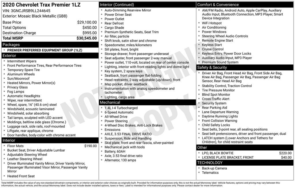 2020 Chevrolet Trax Premier