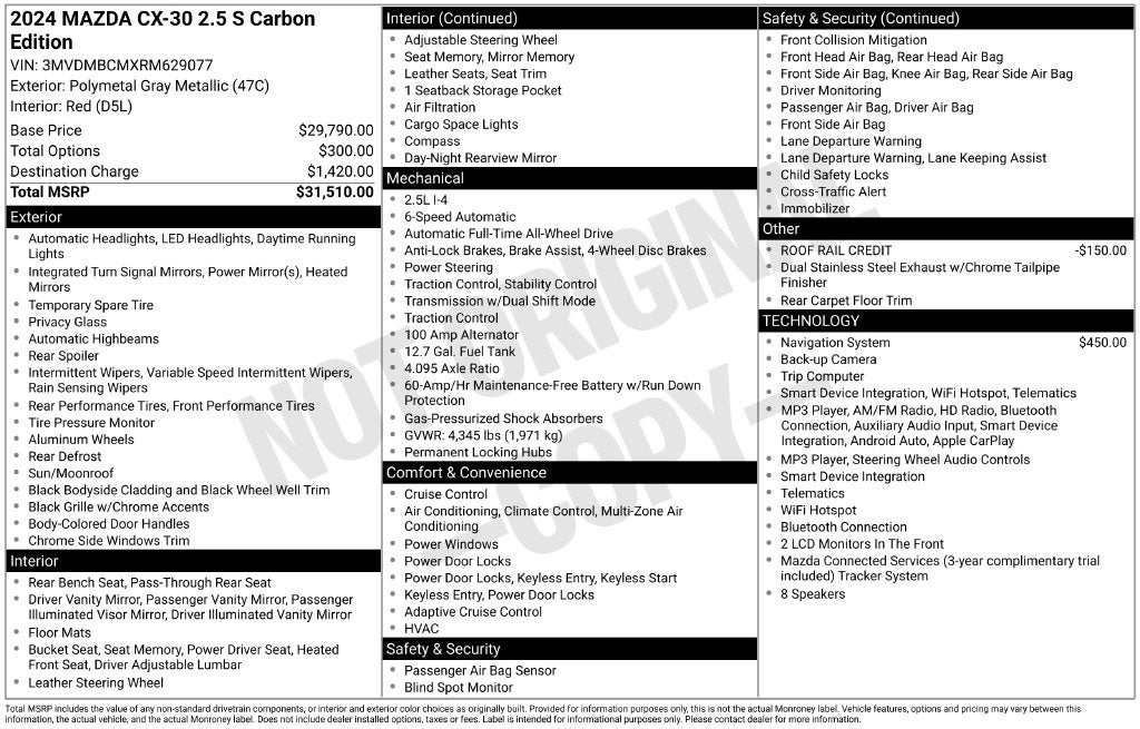 2024 Mazda Mazda CX-30 2.5 S Carbon Edition