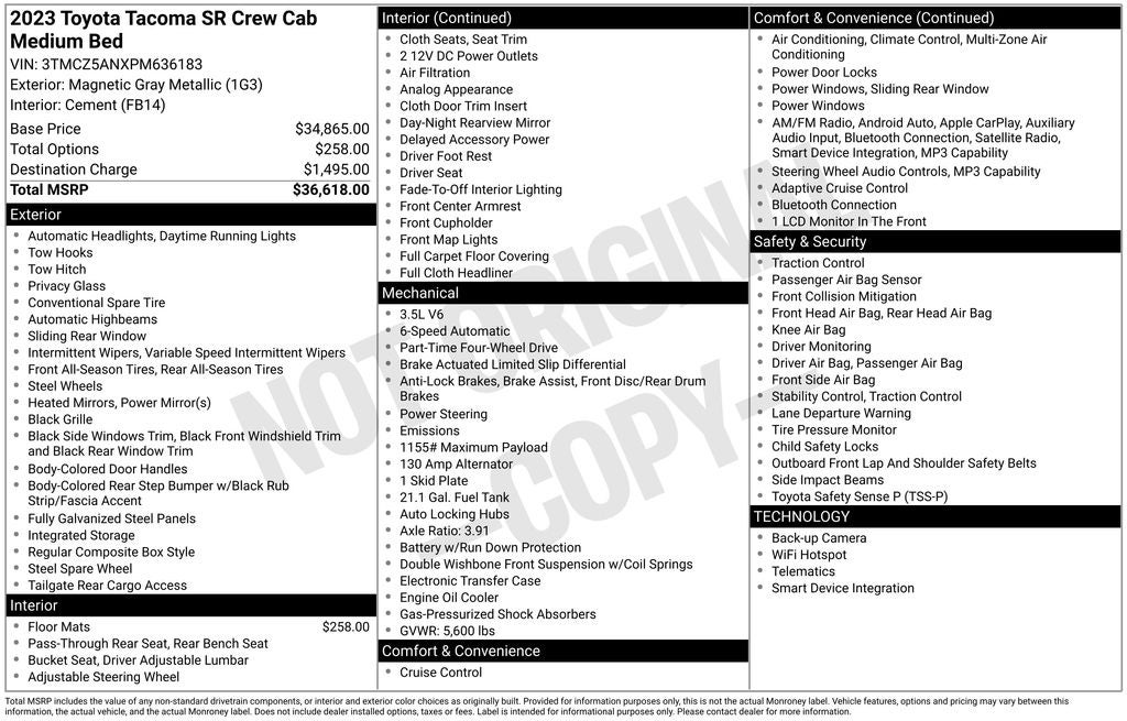 2023 Toyota Tacoma SR V6