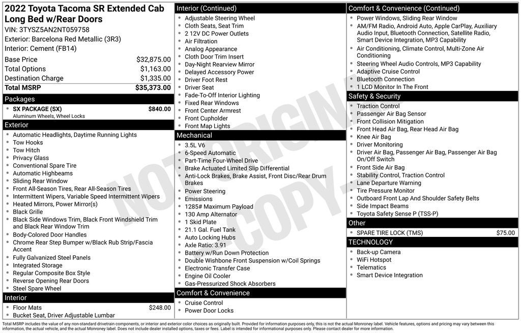 2022 Toyota Tacoma SR V6