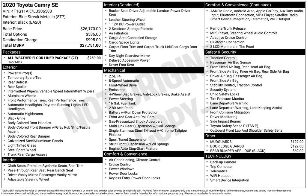 2020 Toyota Camry Base