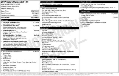 2007 Saturn OUTLOOK XR