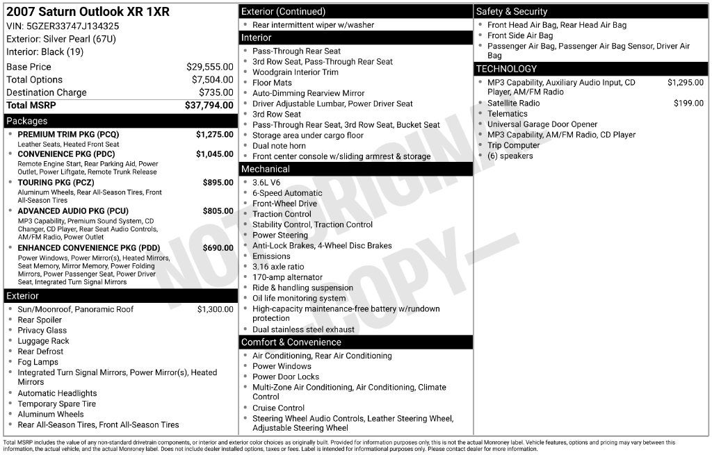 2007 Saturn OUTLOOK XR