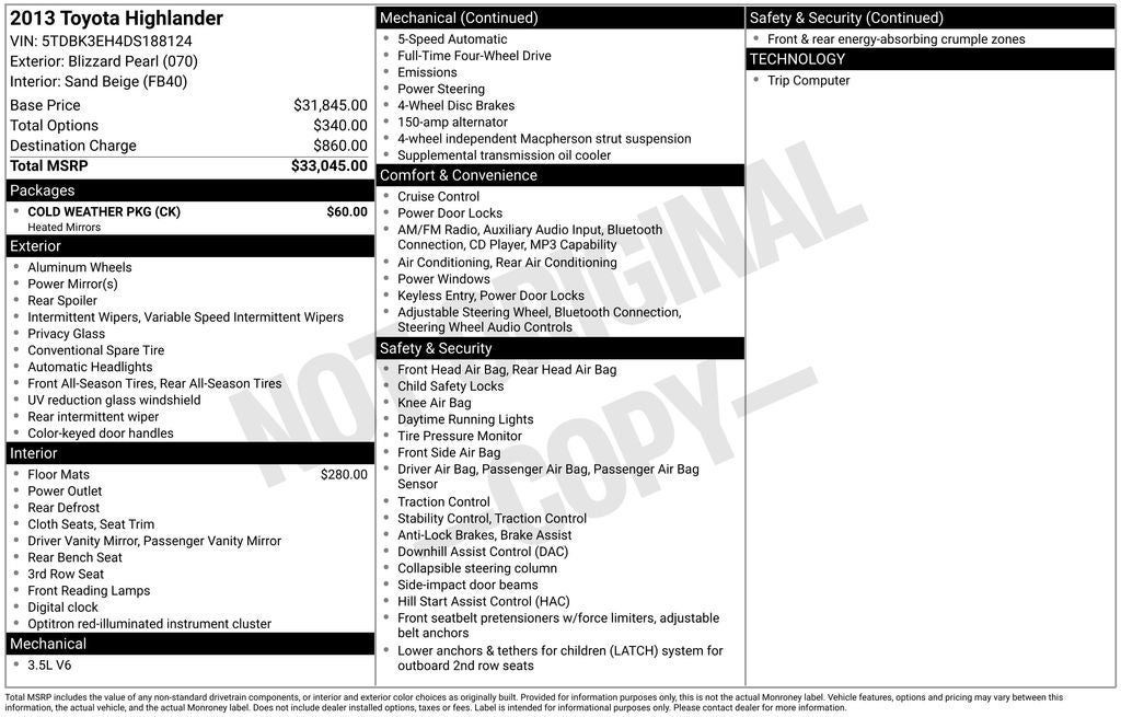 2013 Toyota Highlander Base