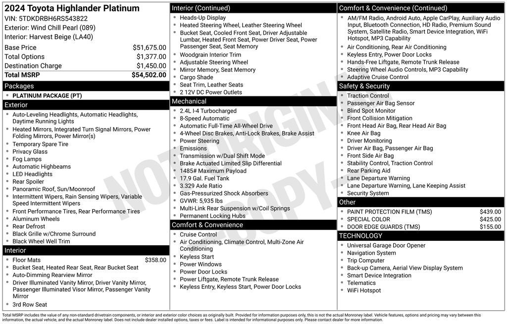 2024 Toyota Highlander Platinum