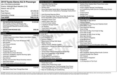 2018 Toyota Sienna XLE 8 Passenger