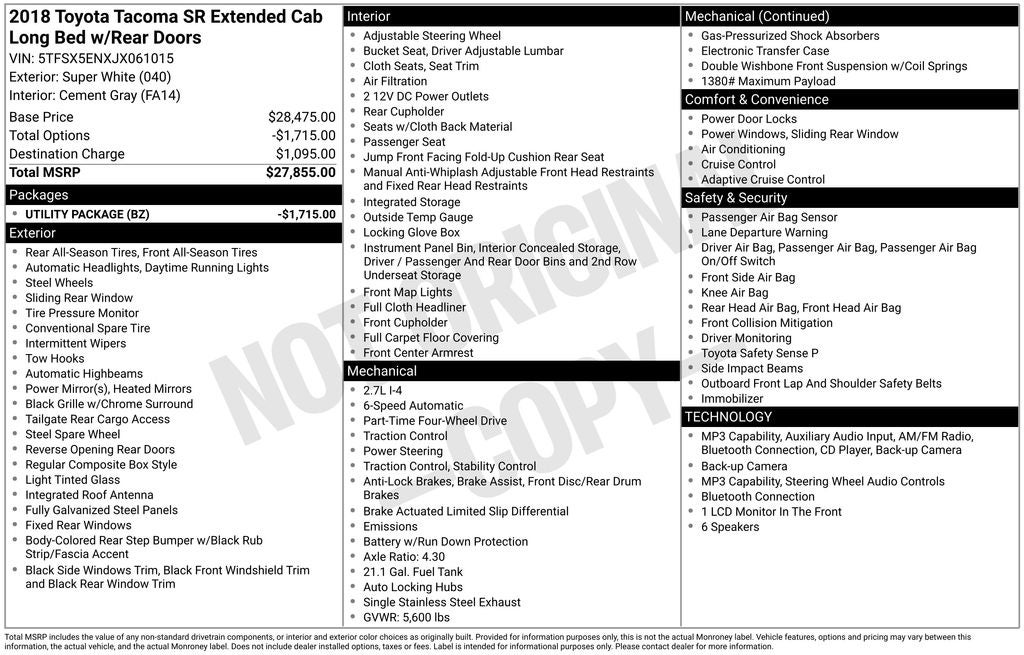 2018 Toyota Tacoma SR
