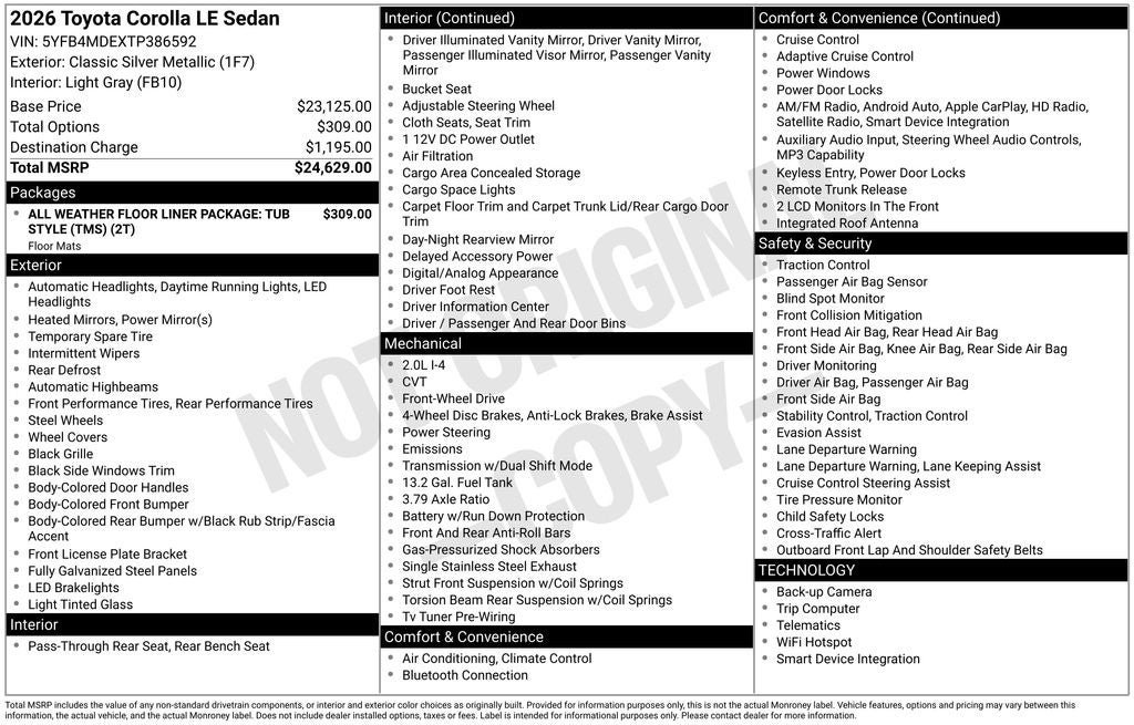 2026 Toyota Corolla LE