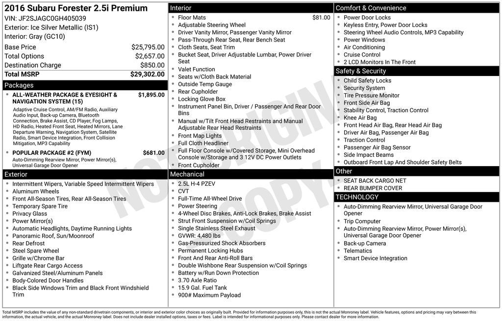 2016 Subaru Forester 2.5i Premium