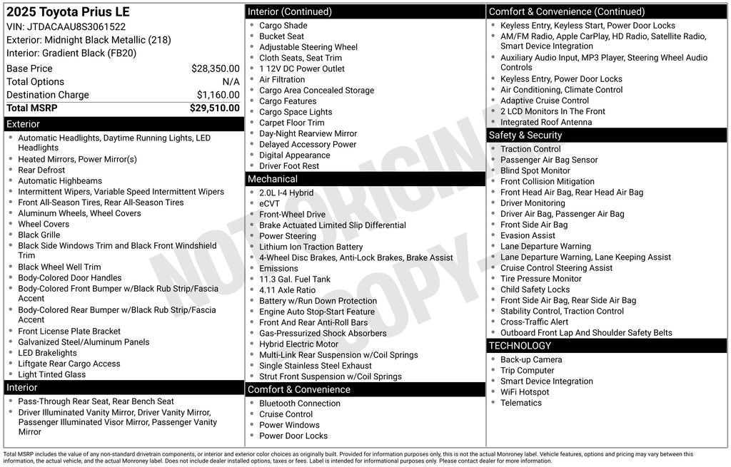 2025 Toyota Prius LE