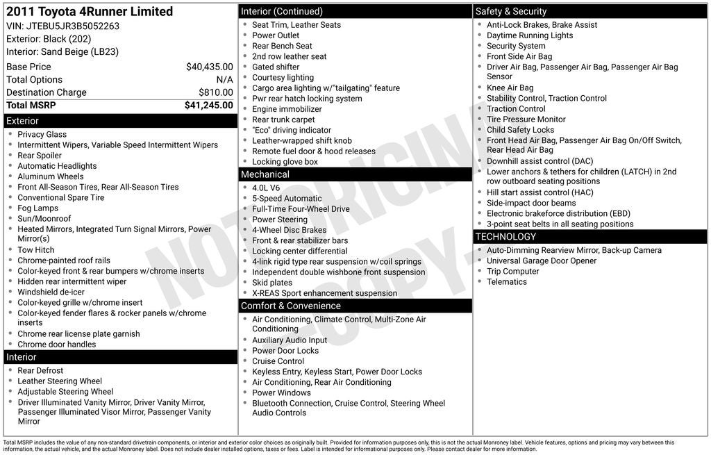 2011 Toyota 4Runner Limited V6