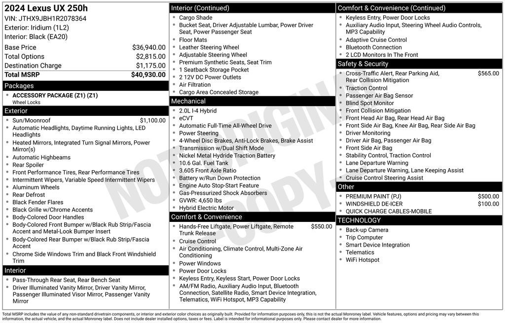 2024 Lexus UX 250h Base