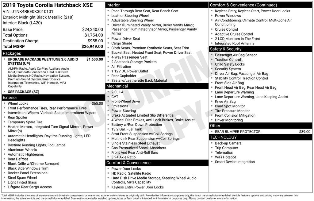 2019 Toyota Corolla Hatchback XSE