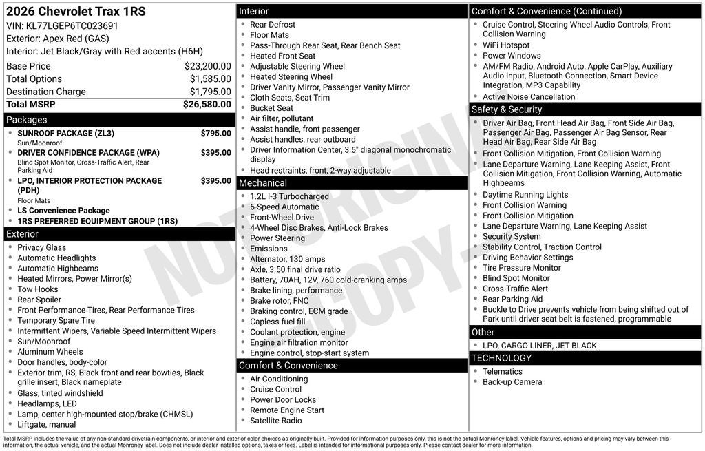 2026 Chevrolet Trax 1RS