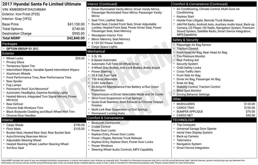 2017 Hyundai Santa Fe Limited Ultimate