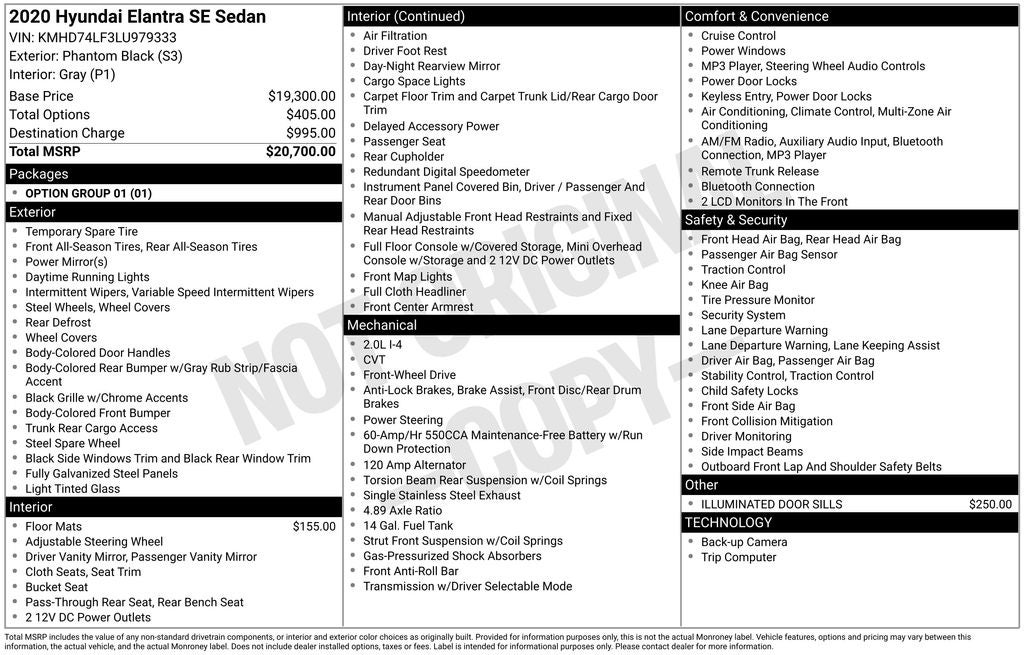 2020 Hyundai Elantra SE