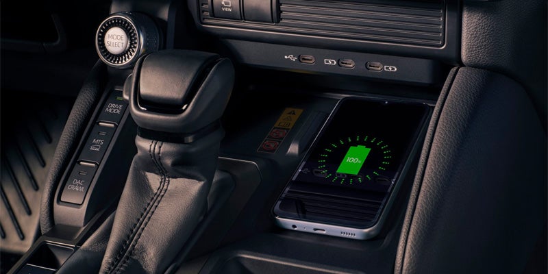 The center console of the 2024 Toyota Land Cruiser in Akron, OH